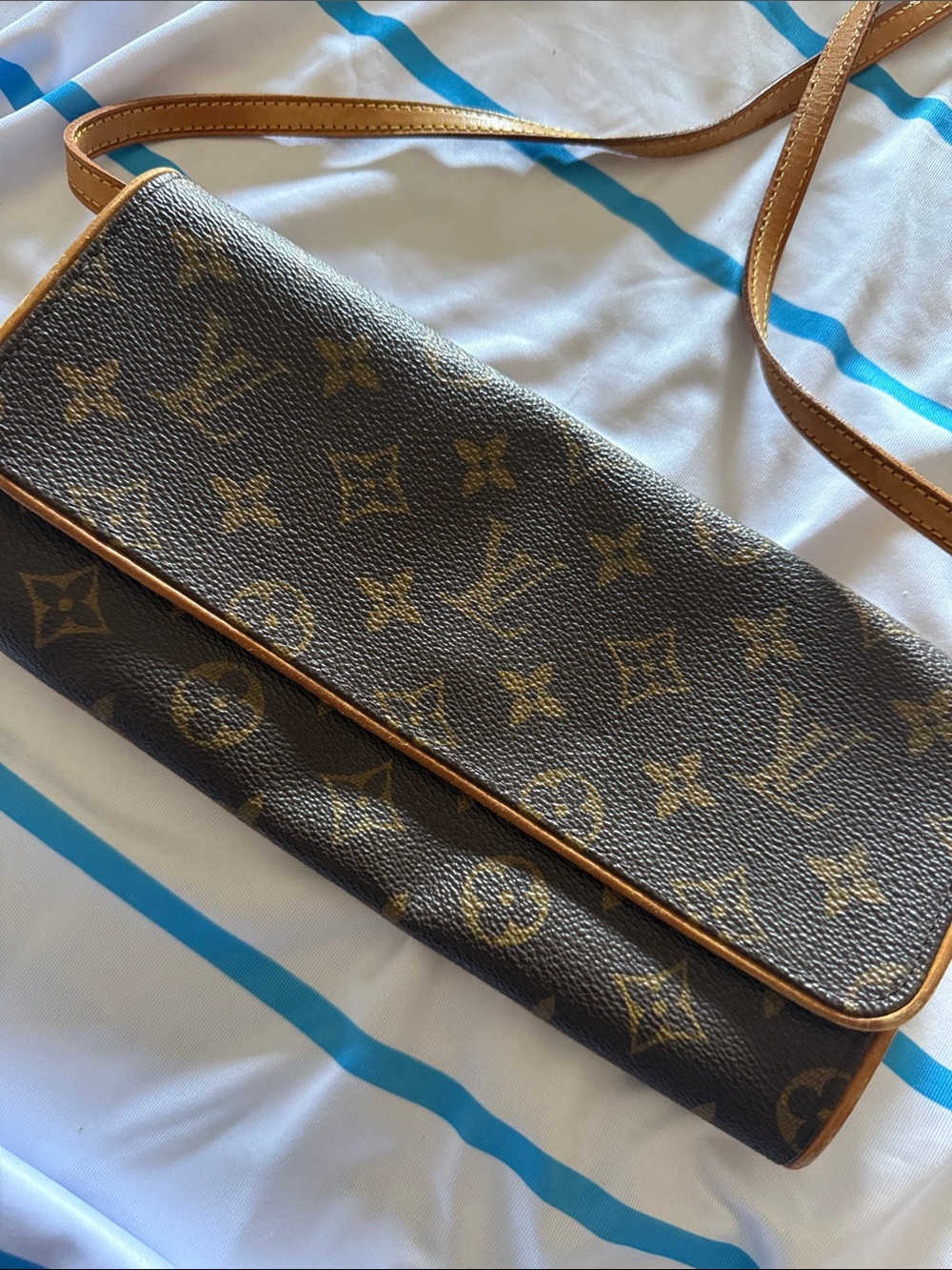 Louis Vuitton Monogram Canvas Clutch with Tan Trim